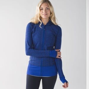 Lululemon Two Toned Navy Daily Practice Yoga Workout Lightweight Hooded Jacket